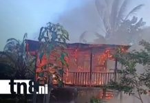Queman dos viviendas en Sukatpin tras crimen de líder comunal en el Caribe Norte Foto: Caribe Norte en tensión: familiares reaccionan con fuego en viviendas/TN8