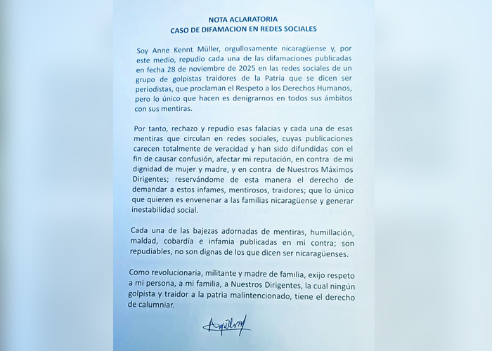 Foto: Anik Müller exige respeto para su familia/ Cortesía
