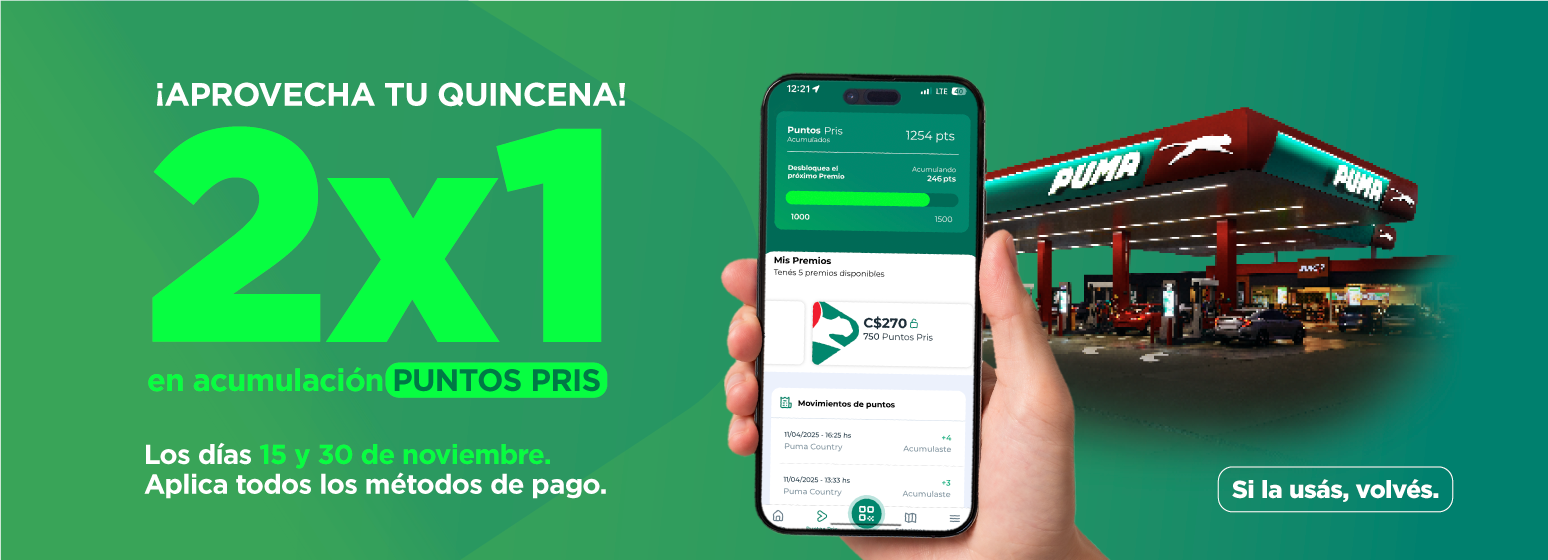 Puma Energy presenta dos promociones especiales para duplicar beneficios con su app Puma PRIS