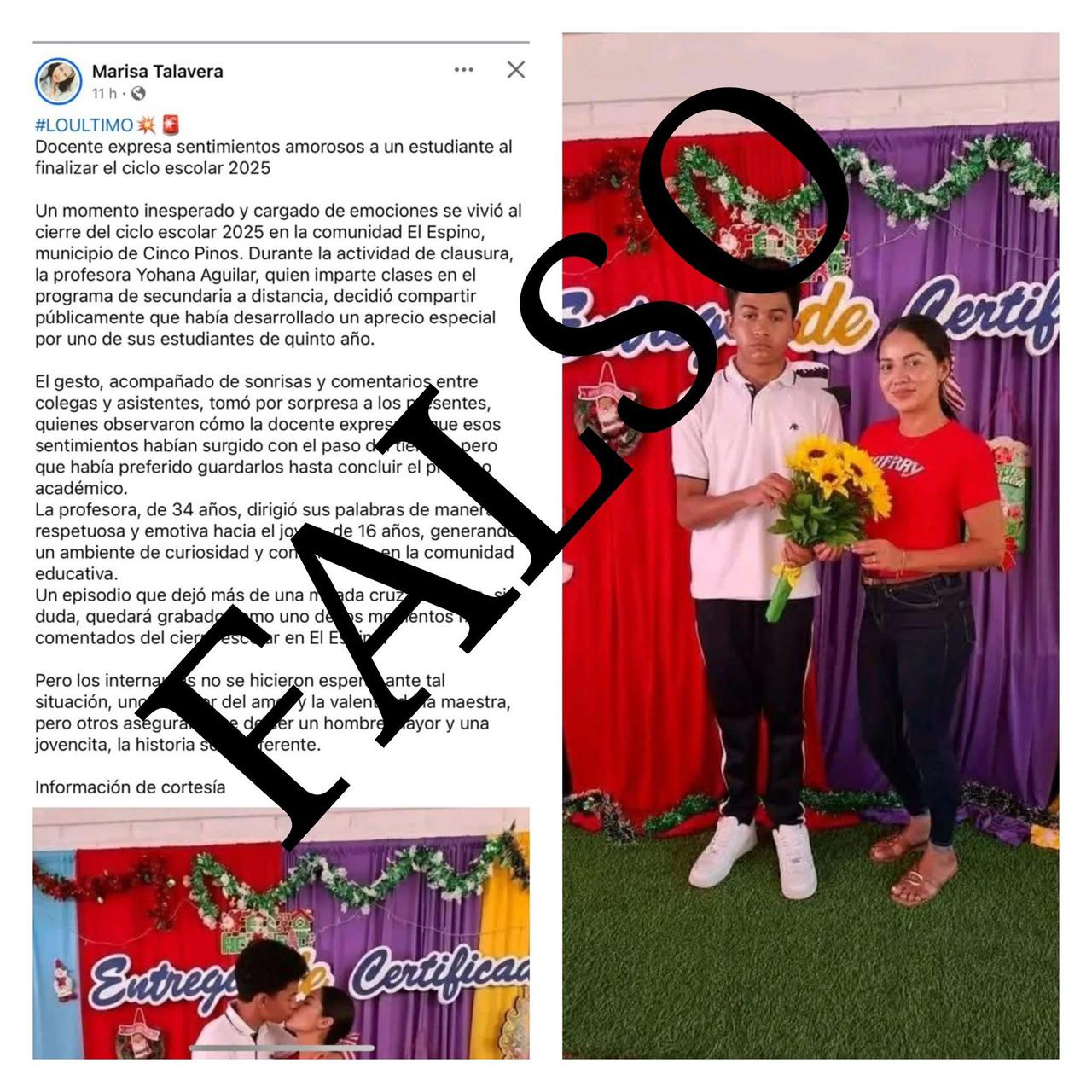 Foto: Contenido falso sobre una relación entre profesora y alumno de Chinandega 