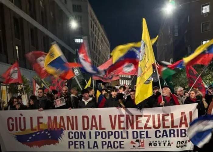 Foto: Protestas en Italia respaldan a Venezuela /cortesía 