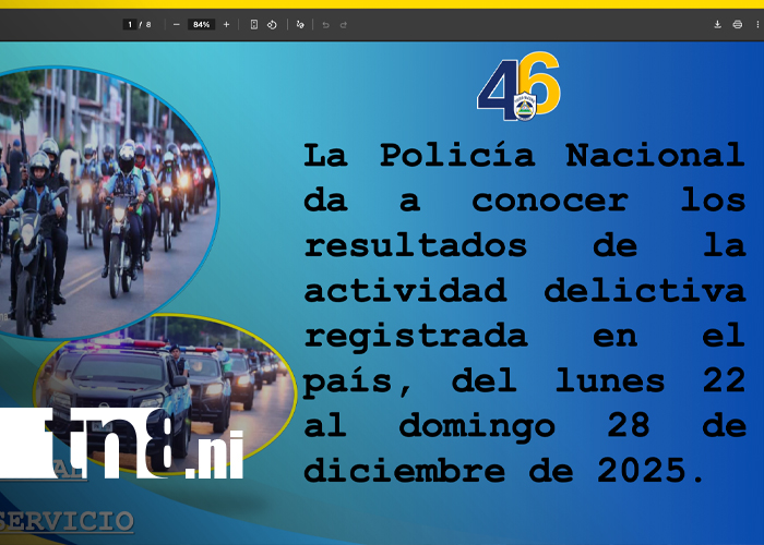 Foto: Policía Nacional presenta resultados del informe semanal/TN8