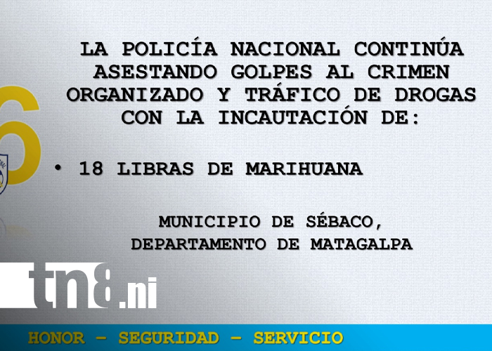 Foto: Policía Nacional captura a dos sujetos con 18 libras de marihuana en Matagalpa/TN8