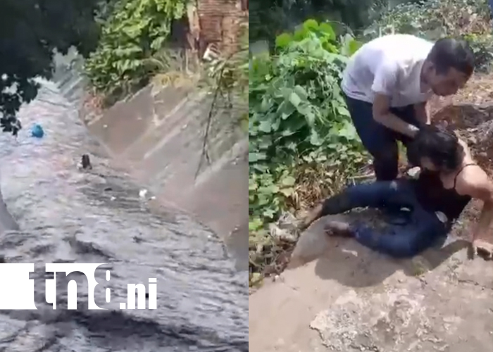 Foto: Rescatan a pareja arrastrada por un cauce en Managua /TN8