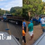 El susto de sus vidas: Choque entre camiones en Santa Rita, San Rafael del Sur Foto: Choque en la carretera de El Crucero deja un camioncito volcado /TN8