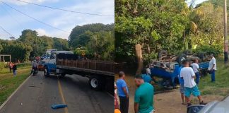 Foto: Choque en la carretera de El Crucero deja un camioncito volcado /TN8