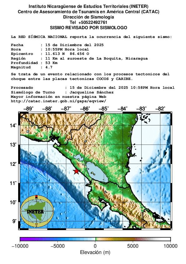Foto: Sismo de 4.7 sacude Nicaragua/Cortesía