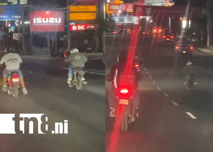 Foto: Motorizados son captados haciendo sus brutalidades /TN8