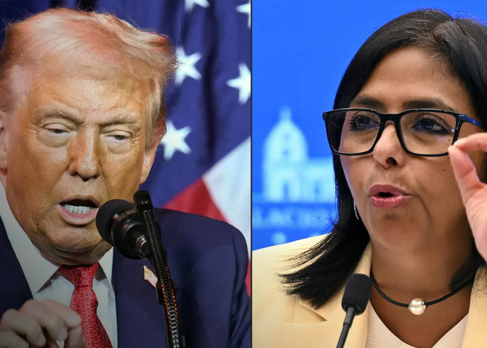 Foto: Delcy Rodríguez habla con Trump /cortesía