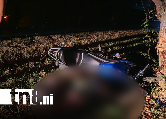 Foto: Motociclista pierde la vida al estrellarse contra un árbol de chilamate en Rivas/TN8