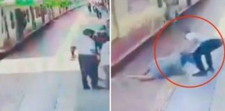 Foto: Heroico acto en India impide que mujer sea arrollada / Cortesía