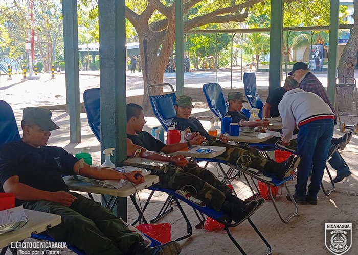 Foto: Ejército de Nicaragua realiza jornada de donación de sangre en ENABI/Cortesía