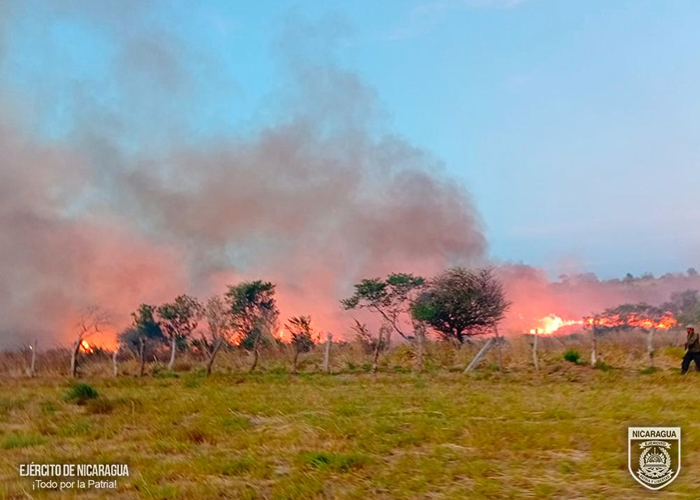 Foto: Ejército de Nicaragua sofoca incendio forestal en Apoyeque/ Cortesía
