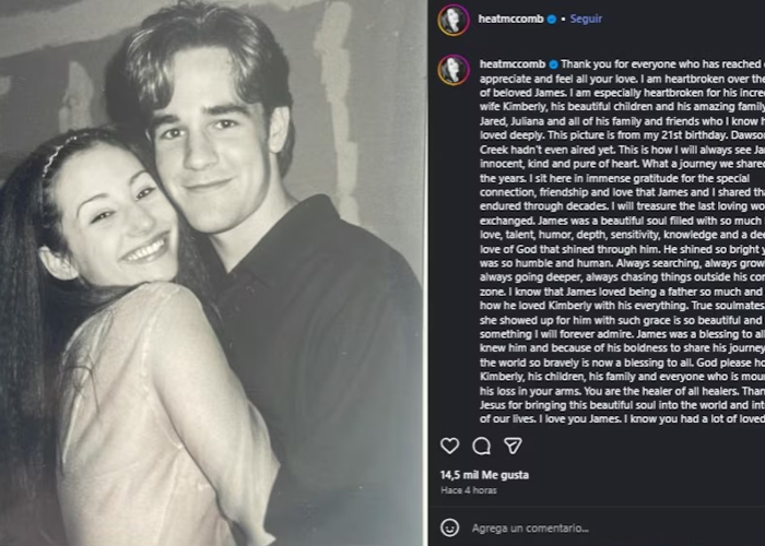 Foto: Heather McComb y James Van Der Beek /cortesía