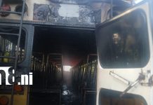Foto: Fuego consume bus en plena carretera León–Chinandega–Corinto/ TN8