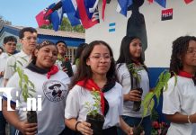 Foto: homenaje a Sandino sembrando vida en su centro educativo /TN8
