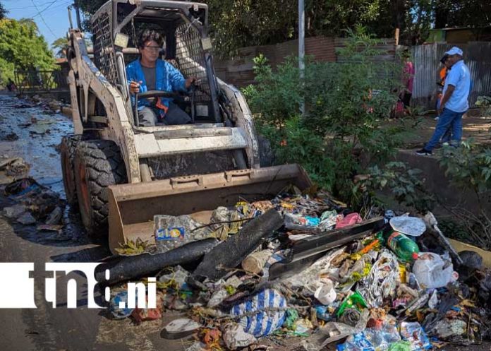 Foto: Limpieza de basura en el barrio Las Torres, Managua / TN8
