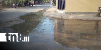Foto: Pobladores hacen el llamado por fuga de agua en barrio Carlos Marx de Managua/TN8