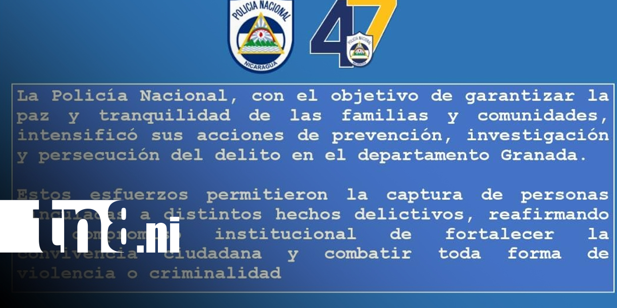 Foto: Policía captura a siete sujetos en operativos en Granada/TN8
