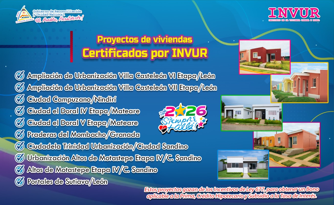 Foto: Certificación de INVUR en proyectos de viviendas en Nicaragua