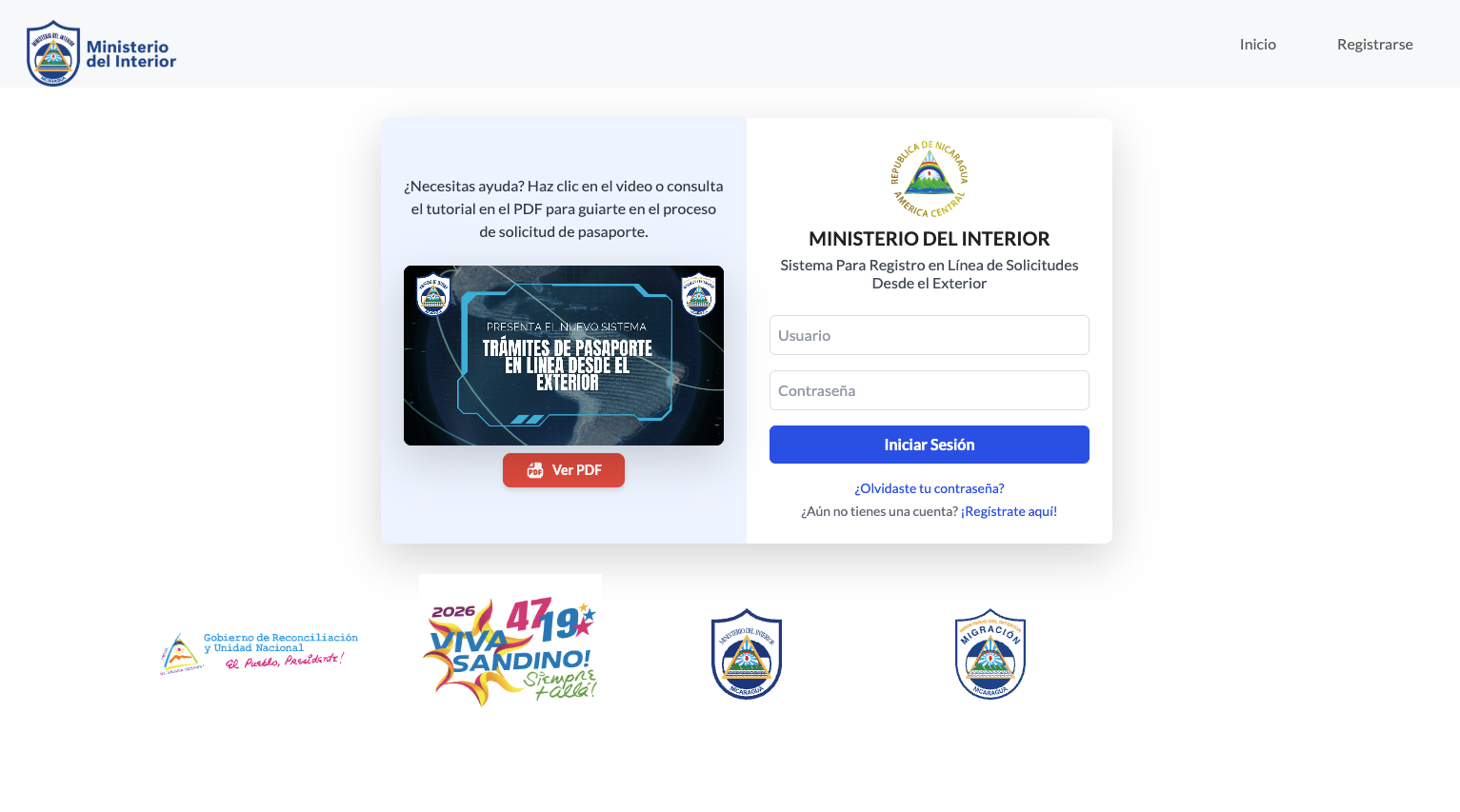 Foto: Trámite en línea para pasaporte de Nicaragua