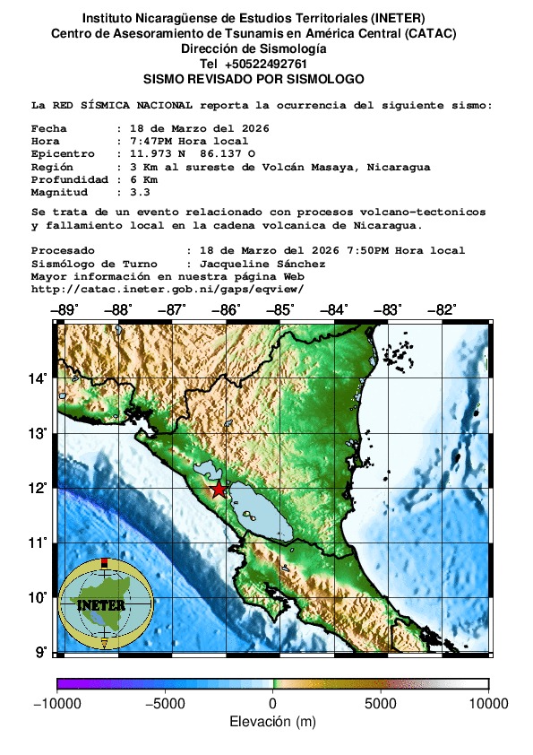 Foto: Sismo en Masaya, reporte de INETER
