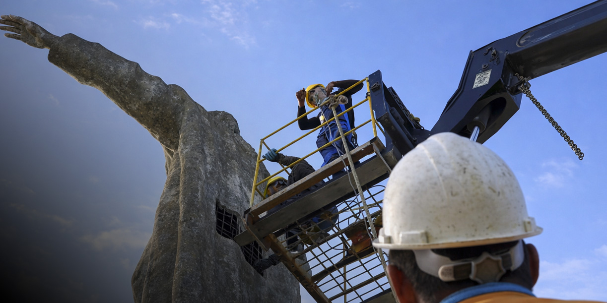 Foto: Restauración del Cristo Rey, escultura de la Rotonda Santo Domingo, Managua / TN8