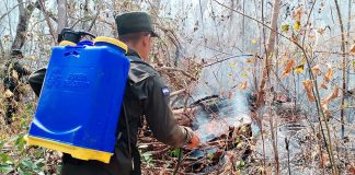 Foto: Ejército de Nicaragua sofoca incendio forestal en Posoltega/Cortesía