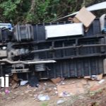 Foto: Tres lesionados tras vuelco de camión en Jalapa /TN8