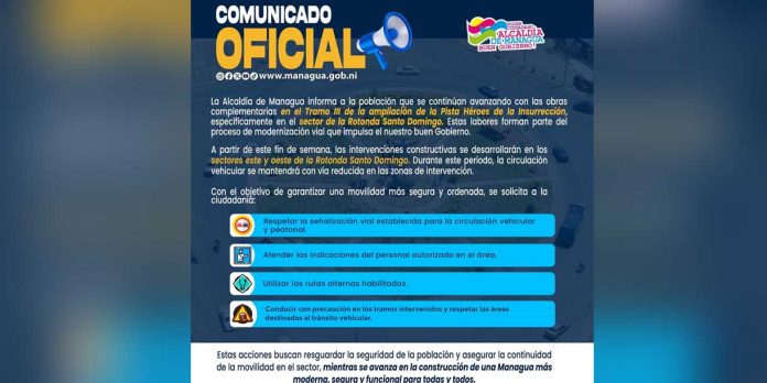 1 Foto: Tráfico reducido este fin de semana en la Rotonda Santo Domingo por avance de obras viales/Cortesía