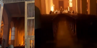 Foto: Pánico por incendio en templo en Colombia/Cortesía