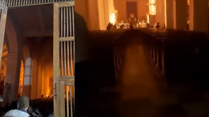 Foto: Pánico por incendio en templo en Colombia/Cortesía