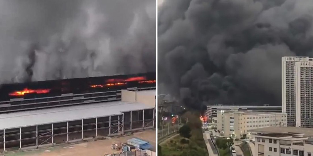 Foto: Incendio en una fábrica de coches eléctricos en China /Cortesía