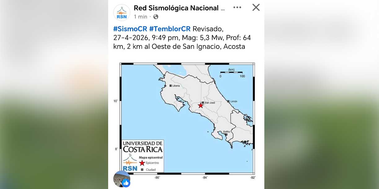Foto: Sismo en Costa Rica: temblor de hasta 5.3 sacude el país/Cortesísa