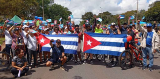 Foto: Activistas apoyan a Cuba en movilización/Cortesía