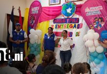 MIFAMILIA realiza primera entrega de paquetes alimentarios a familias de partos múltiples en Juigalpa Foto: Paquetes alimenticios entregados por MIFAMILIA en Juigalpa/TN8