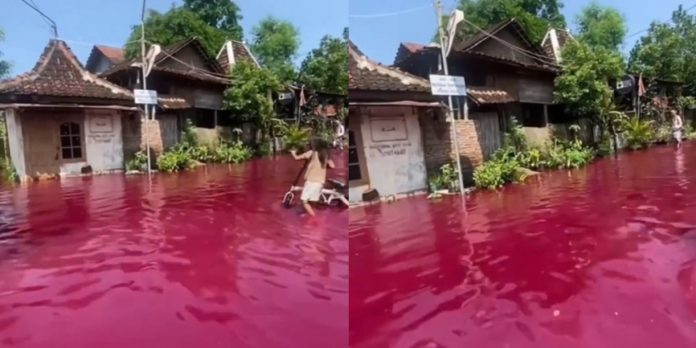 Foto: ¿Alerta en Indonesia?: Calles teñidas de rojo intenso /Cortesía
