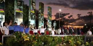 Foto: Comandante Daniel Ortega y Compañera Rosario Murillo, Co-Presidentes de Nicaragua, en acto por la paz