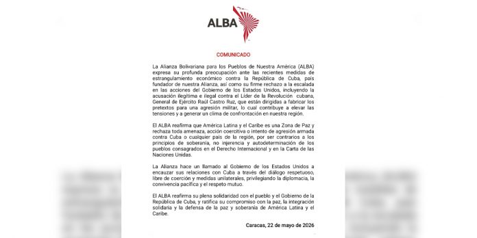 1 Foto: ALBA expresa preocupación por medidas de Estados Unidos contra Cuba/Cortesía
