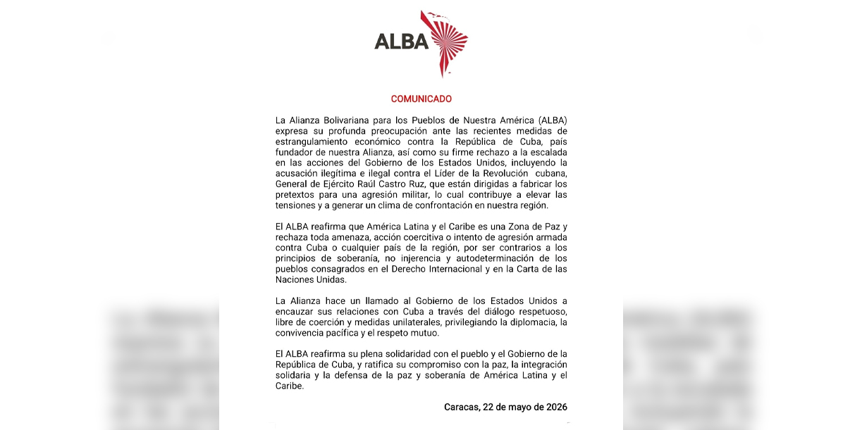Foto: ALBA expresa preocupación por medidas de Estados Unidos contra Cuba/Cortesía
