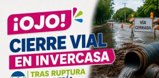 Foto: OJO: Vía cerrada en sector de Invercasa tras ruptura de tubería de agua potable /Cortesía