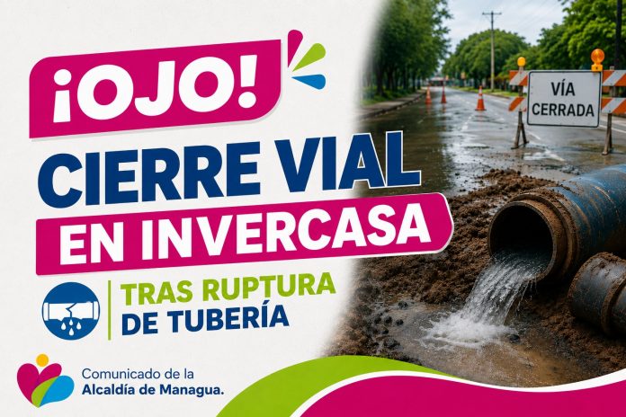 Foto: OJO: Vía cerrada en sector de Invercasa tras ruptura de tubería de agua potable /Cortesía