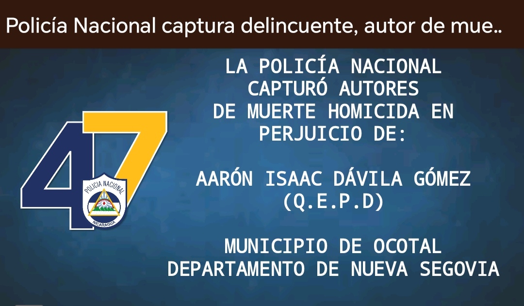 Foto: Esclarecimiento de crimen en Ocotal, Nueva Segovia / TN8