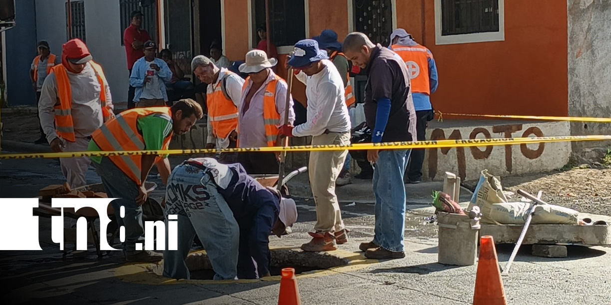 Foto: Reparación de manjoles en barrio de Managua / TN8