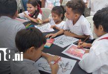 Niñez capitalina honra a Sandino con arte y creatividad en taller recreativo Foto: Taller Creativo “Pintemos a Sandino con Amor” / TN8