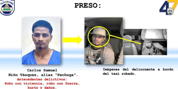 Foto: Cae alias “Pechuga” por robo de taxi en Managua /TN8 Foto: Cae alias “Pechuga” por robo de taxi en Managua /TN8