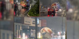 Foto: Balón inflable del Mundial rodó por concurrida avenida /Cortesía