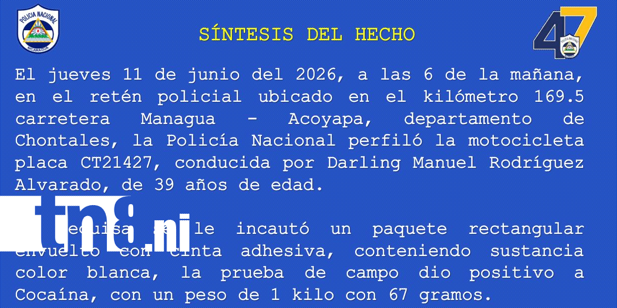 Foto: Policía de Chontales incauta más de un kilo de cocaína /TN8