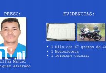 Con más de un kilo de cocaína: así cayó un sospechoso en Chontales Foto: Policía de Chontales incauta más de un kilo de cocaína /TN8