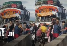 Accidente en San Benito: bus impacta contra pipa en Tipitapa Foto: Fuerte accidente en San Benito, Tipitapa/TN8